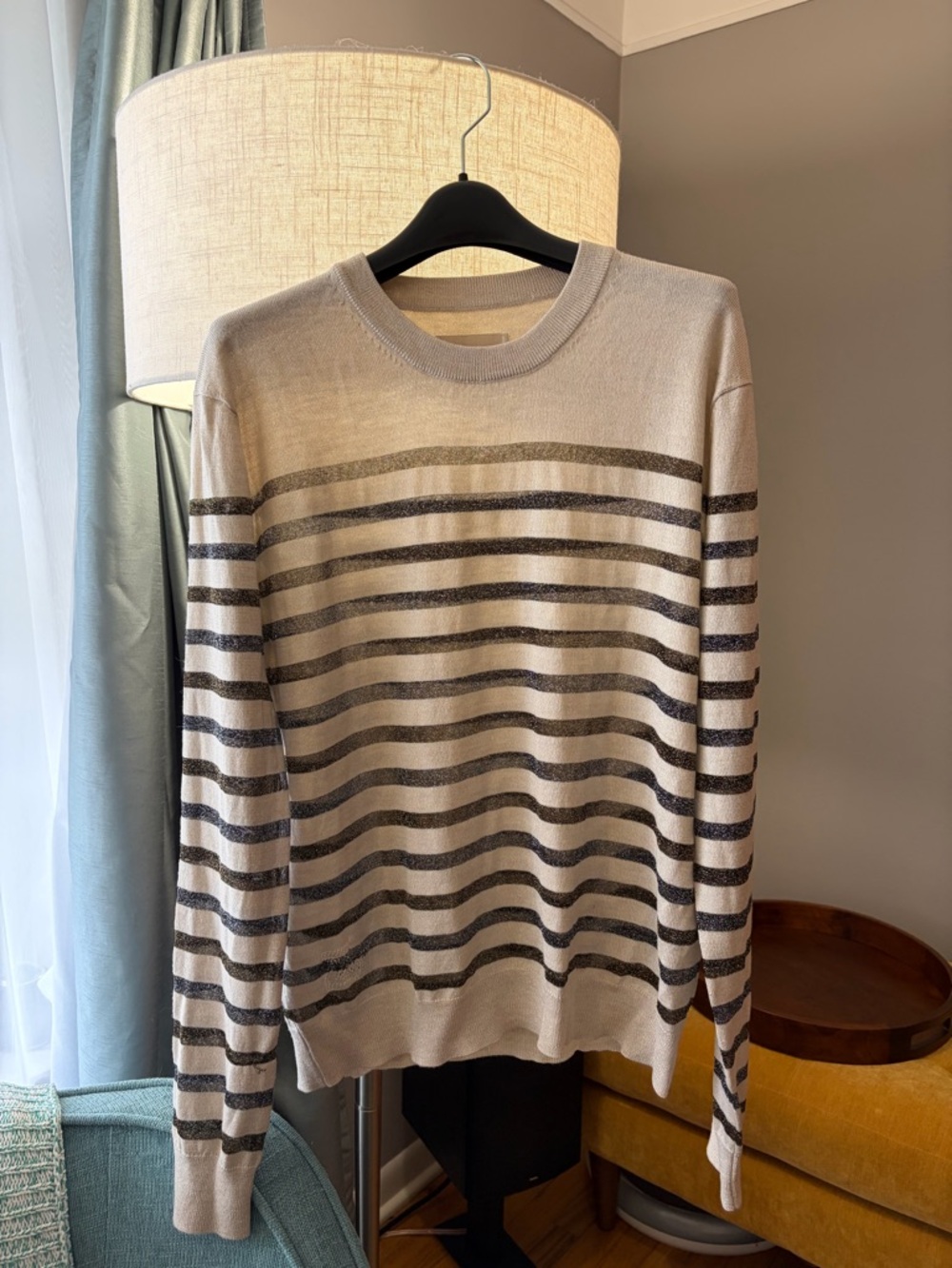 NWT Zadig & Voltaire Cream and Brown Striped Crewneck Sweater - Picture 6 of 7